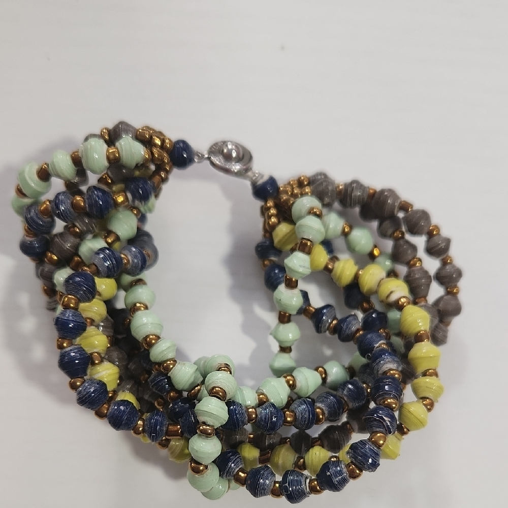 Teng Yue Blue and Green Multi-Strand Beaded Bracelet